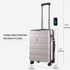 KROSER 20" Top-Loading Carry-On Luggage with USB & TSA Lock