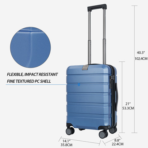 KROSER Hardside Expandable Carry On Luggage, Light Blue