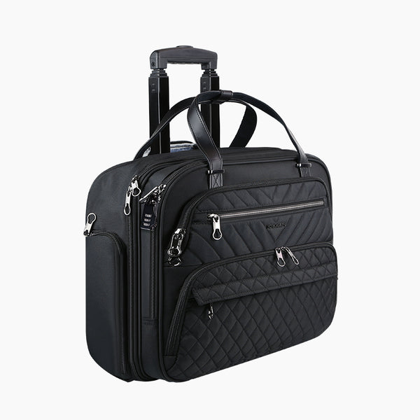 KROSER 17.3" Quilted Rolling Laptop Briefcase