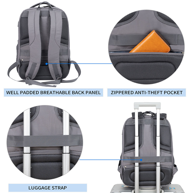 KROSER 17" Quilted Laptop Backpack with USB & RFID