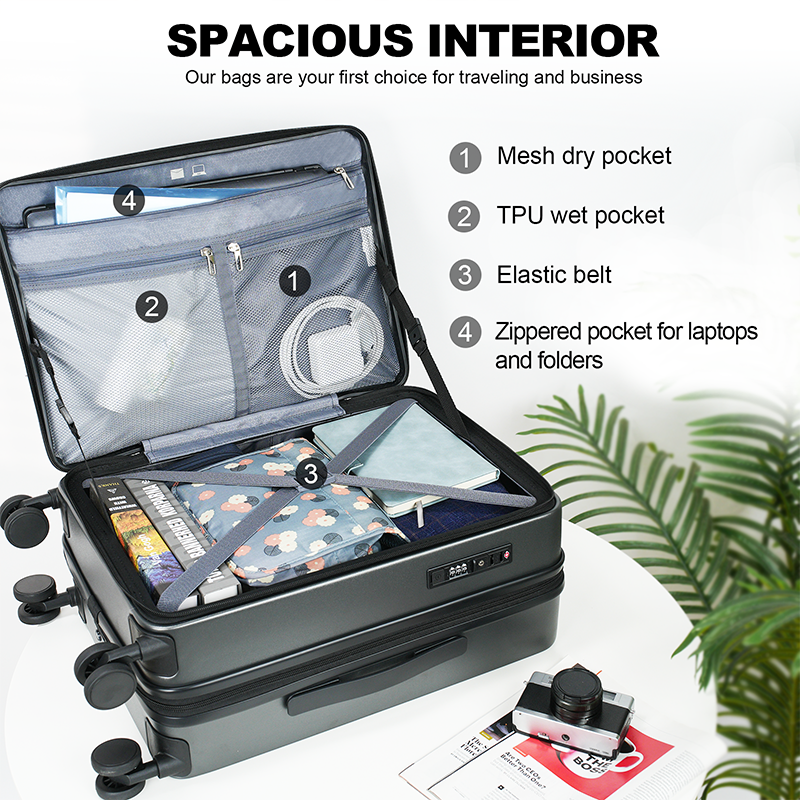 KROSER 20" Top-Loading Carry-On Luggage with USB & TSA Lock