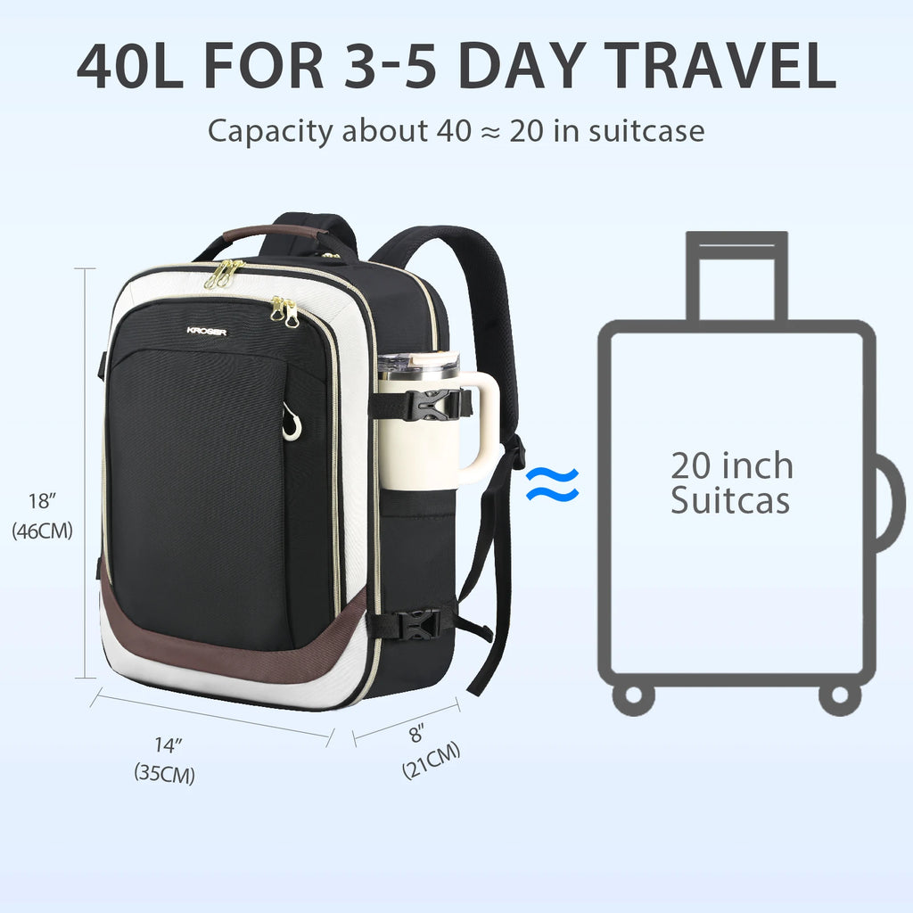KROSER Business Travel Laptop Backpack 17.3" Carry-On Backpack