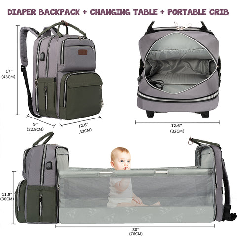 KROSER DIAPER BAG BACKPACK WITH CURTAIN, CHANGING PAD, CONVENIENT FOR MOM