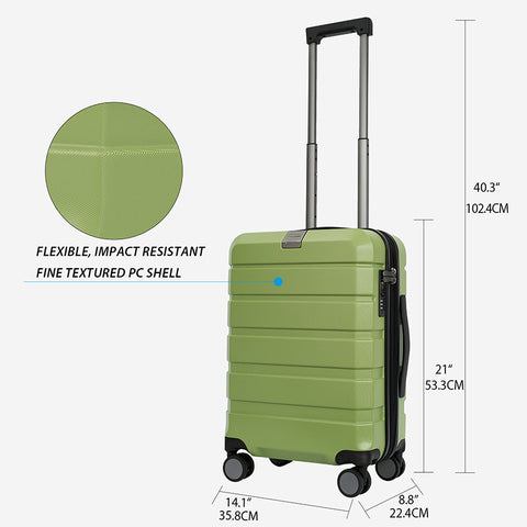 KROSER Hardside Expandable Carry On Luggage,Green