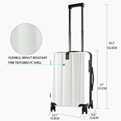 KROSER 20" Hardside Expandable Carry On Luggage, White