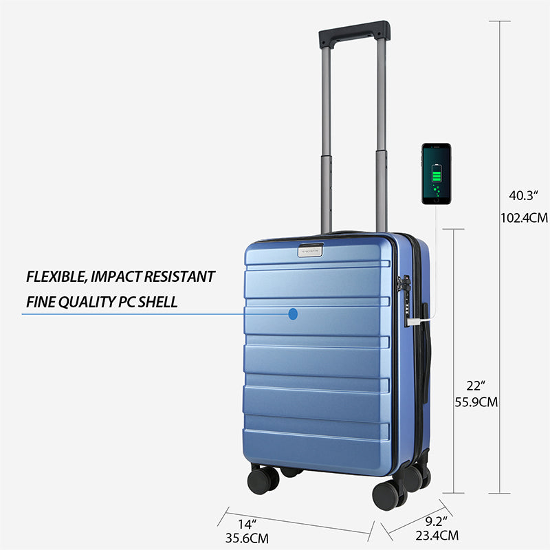 KROSER 20" Top-Loading Carry-On Luggage with USB & TSA Lock
