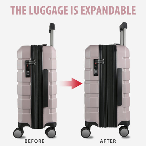 KROSER Hardside Expandable Carry On Luggage, Light Purple