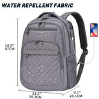 KROSER 17" Quilted Laptop Backpack with USB & RFID