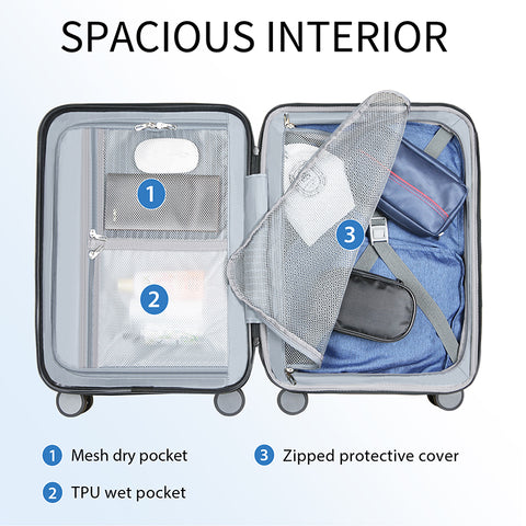 KROSER 20" Hardside Expandable Carry On Luggage-Steel Grey