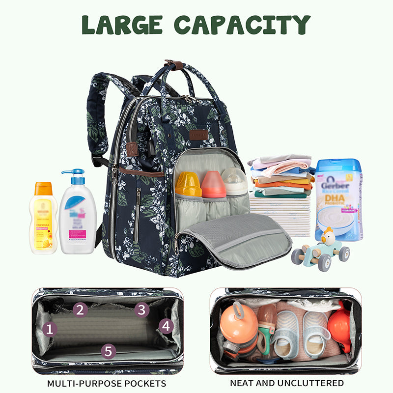 KROSER Foldable Diaper Backpack with Changing Station