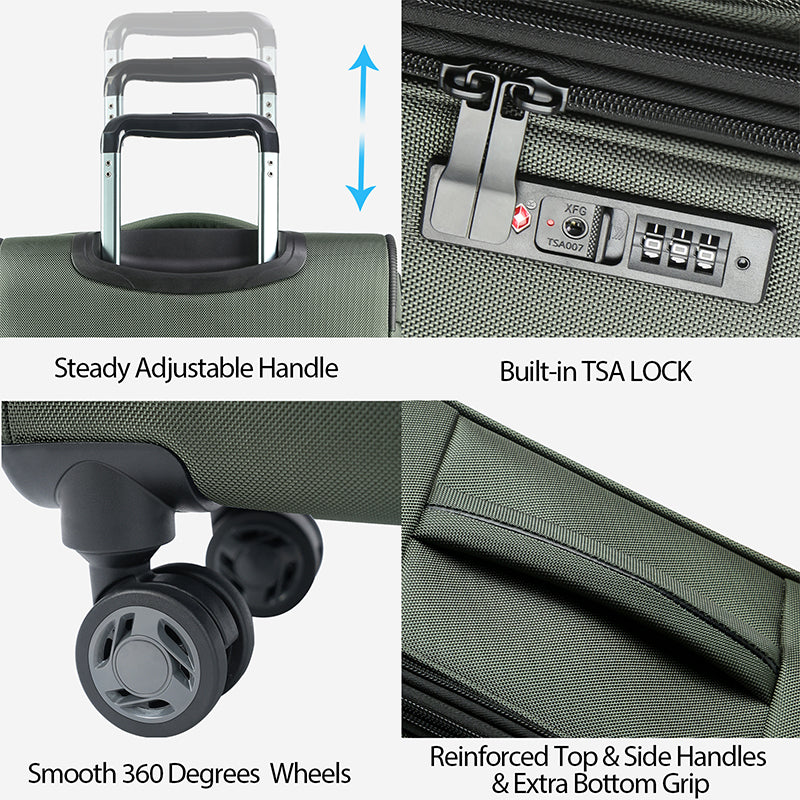 KROSER 20" Softside Expandable Carry-On Luggage with USB & TSA Lock