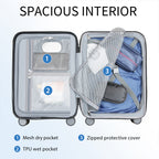 KROSER Light Blue 20" Hardside Expandable Carry-On Luggage with TSA Lock