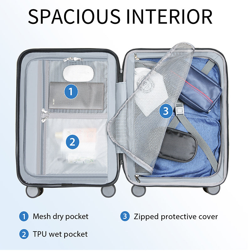 KROSER 20" Hardside Expandable Carry-On Luggage with USB & TSA Lock