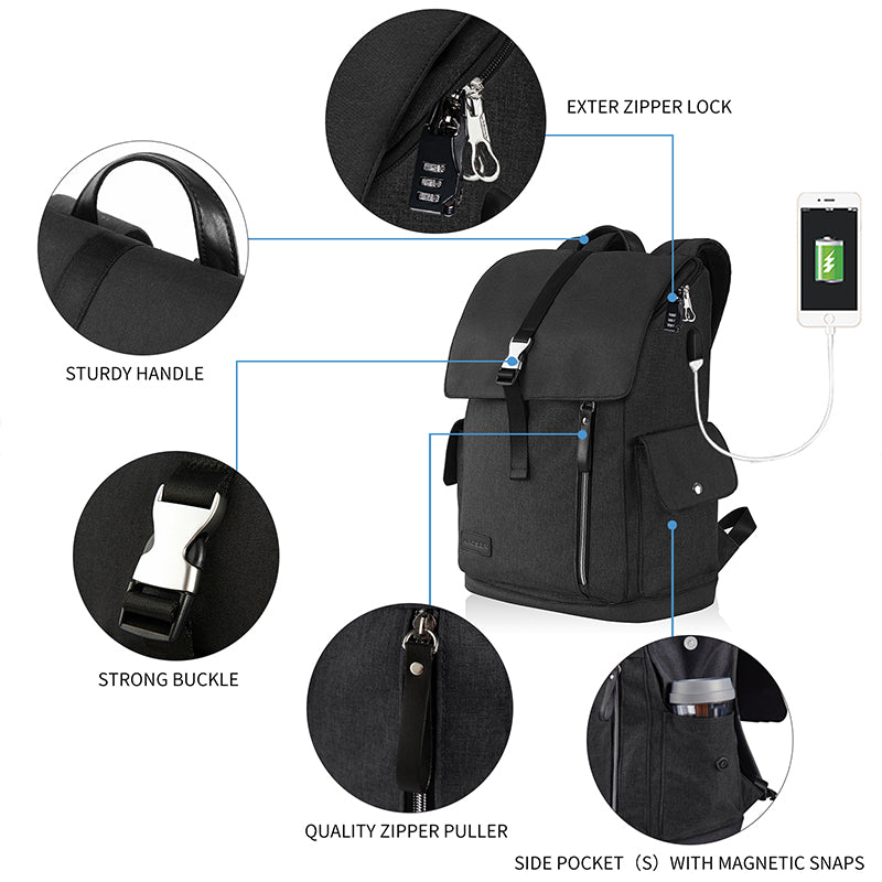 KROSER 17.3" Travel Laptop Backpack with USB Port