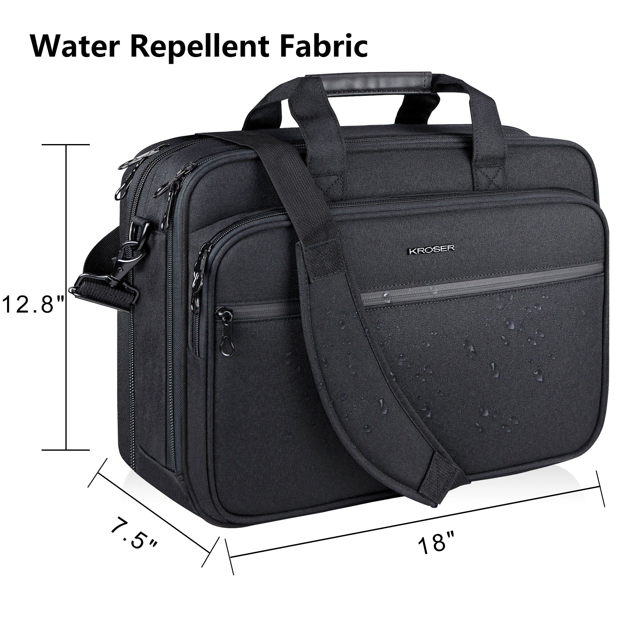 KROSER 17.3" Expandable Laptop Briefcase with RFID