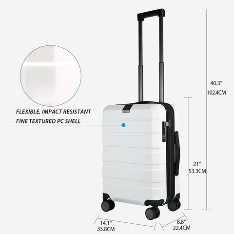 KROSER Hardside Expandable Carry On Luggage, White