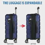 KROSER Navy 20" Hardside Expandable Carry-On Luggage with TSA Lock