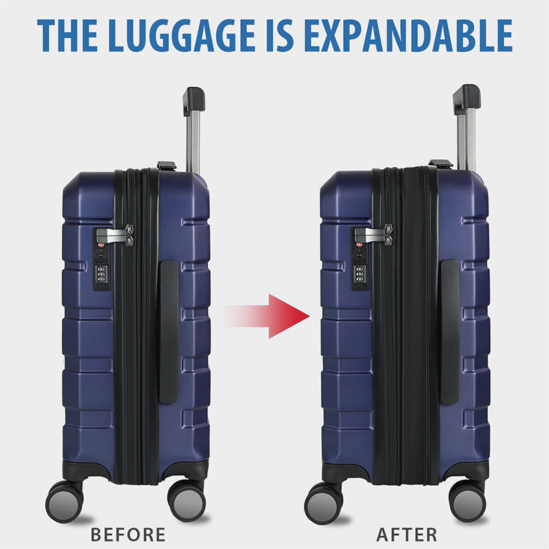 KROSER Navy 20" Hardside Expandable Carry-On Luggage with TSA Lock