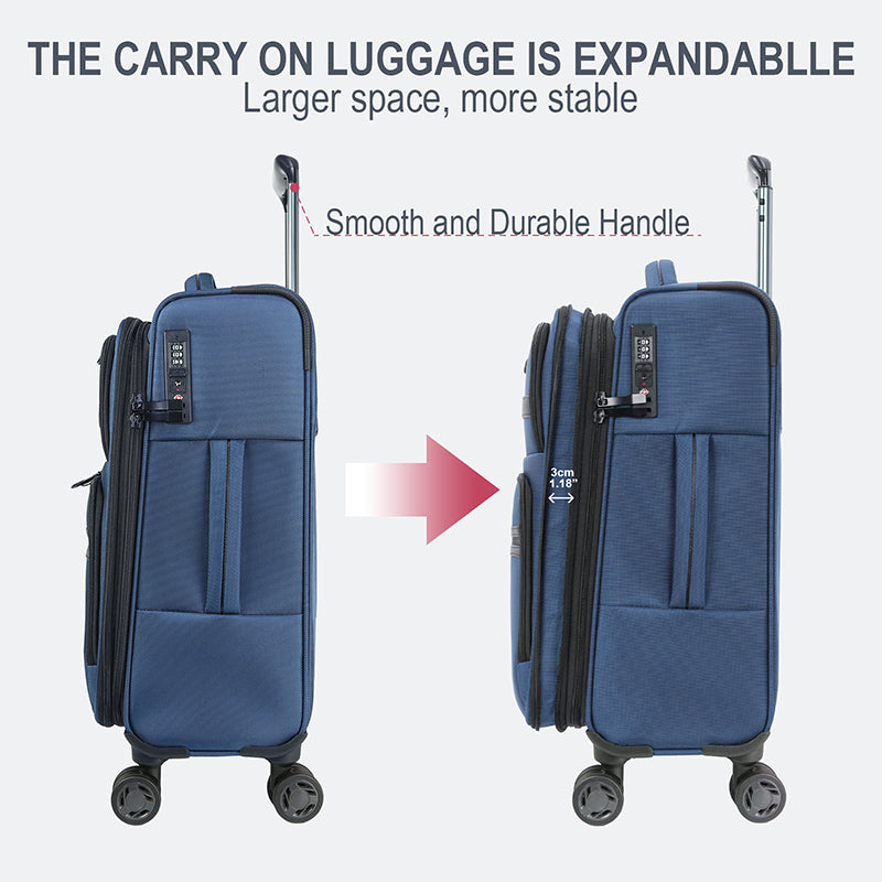 KROSER 20" Softside Expandable Carry-On Luggage with USB & TSA Lock