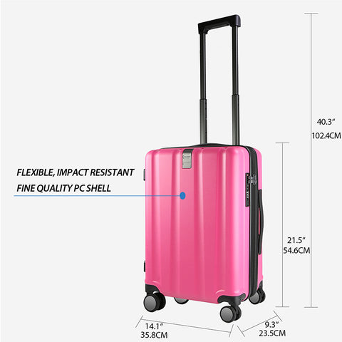 KROSER 20" Hardside Expandable Carry On Luggage, Rose