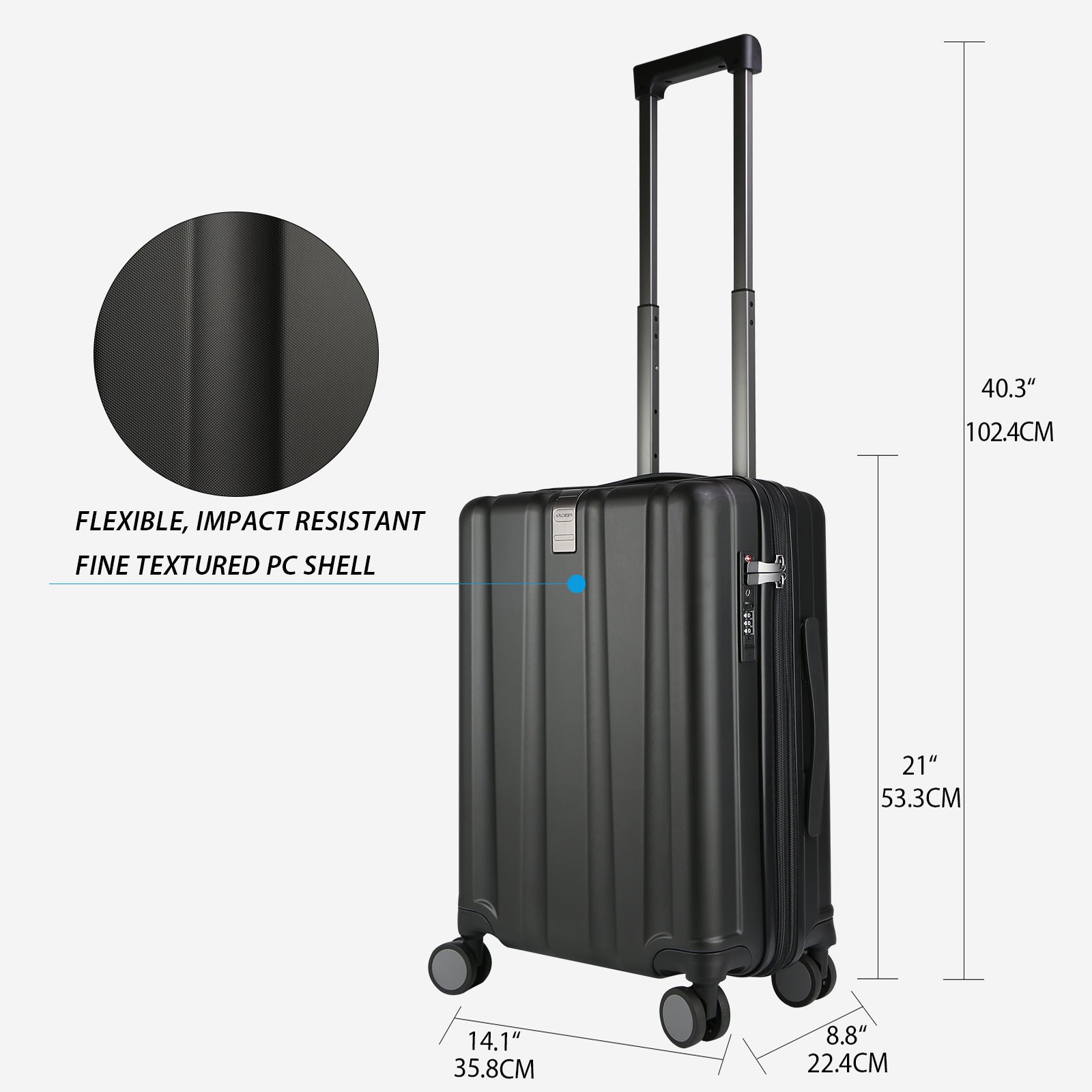 KROSER 20" Hardside Expandable Carry-On Luggage with USB & TSA Lock