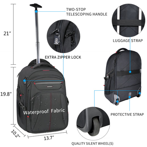 KROSER™ 17 Inch Stylish Roller Backpack for Travel