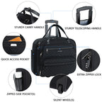 KROSER 17.3" Quilted Rolling Laptop Briefcase
