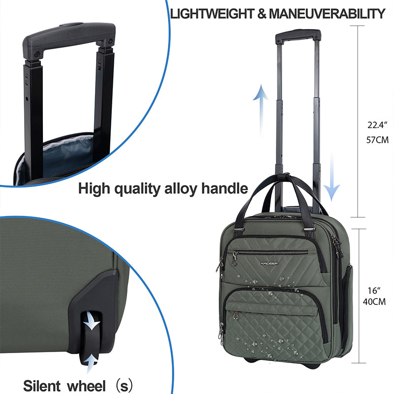 KROSER 16" Underseat Carry-On Suitcase with Laptop Compartment