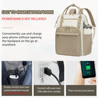 KROSER 17" Quilted Laptop Backpack – Beige & Ivory