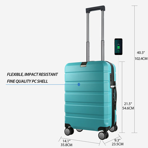 KROSER Hardside Expandable Carry On Luggage, Lake Blue
