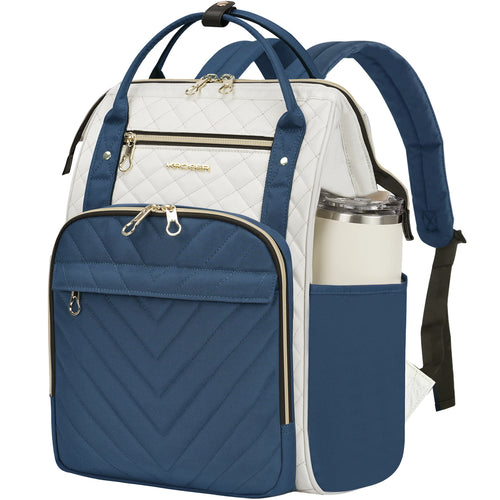 KROSER Navy Blue Quilted Laptop Backpack 17