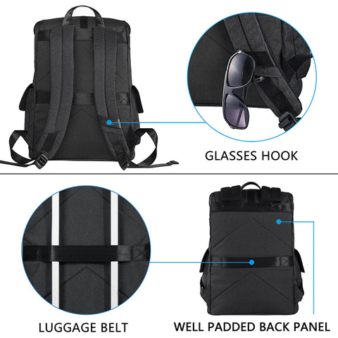 KROSER Backpack Tavel Laptop bag with USB Charging Port. Black+Grey