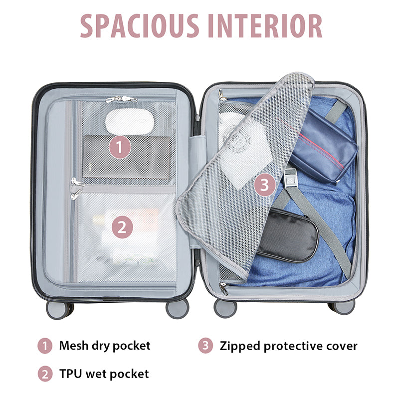 KROSER 20" Hardside Expandable Carry-On Luggage with TSA Lock
