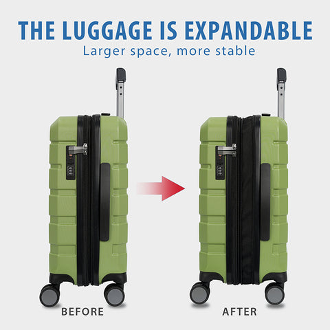 KROSER Hardside Expandable Carry On Luggage,Green