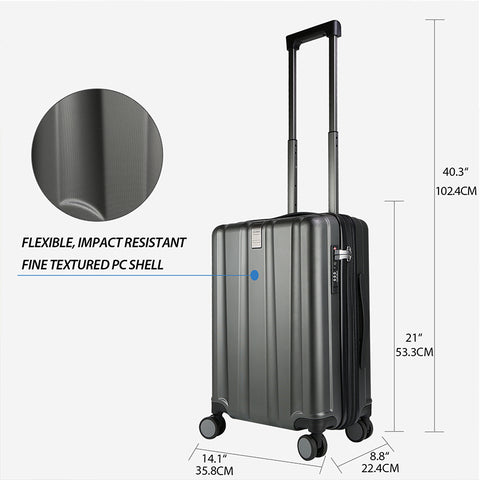 KROSER 20" Hardside Expandable Carry On Luggage-Steel Grey