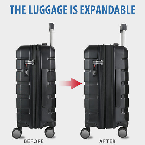 KROSER Hardside Expandable Carry On Luggage, Black
