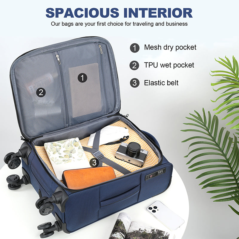 KROSER 20" Softside Expandable Carry-On Luggage with USB & TSA Lock