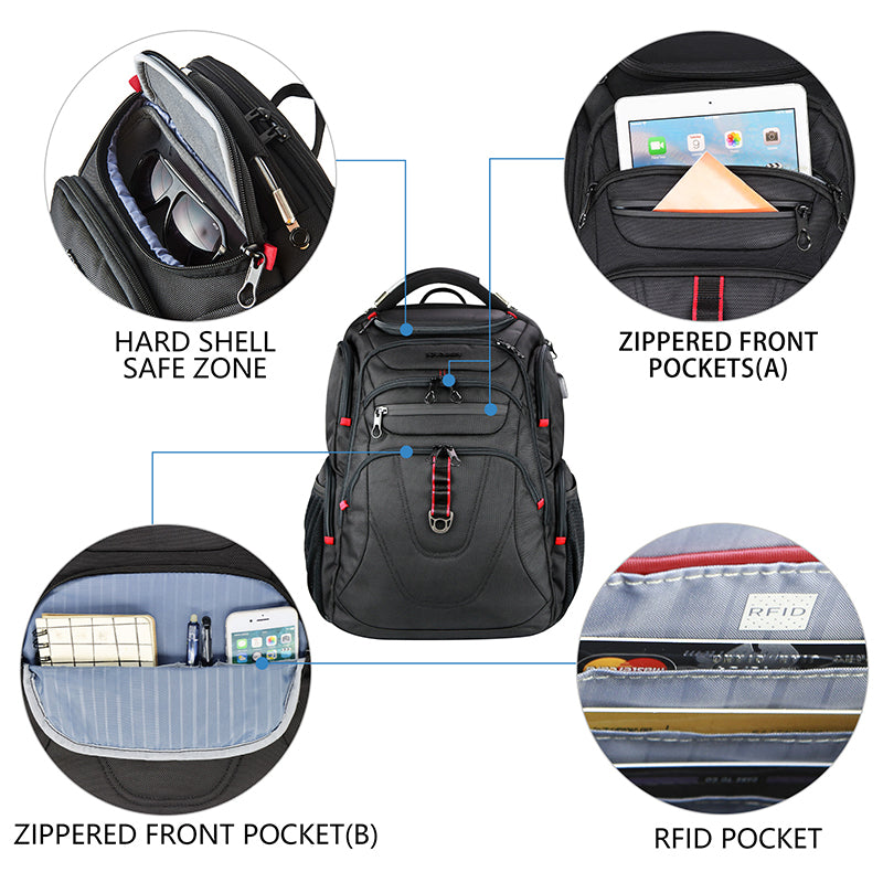 KROSER 17.3" TSA Travel Laptop Backpack with USB & RFID