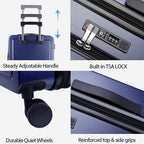 KROSER 20" Top-Loading Carry-On Luggage with USB & TSA Lock
