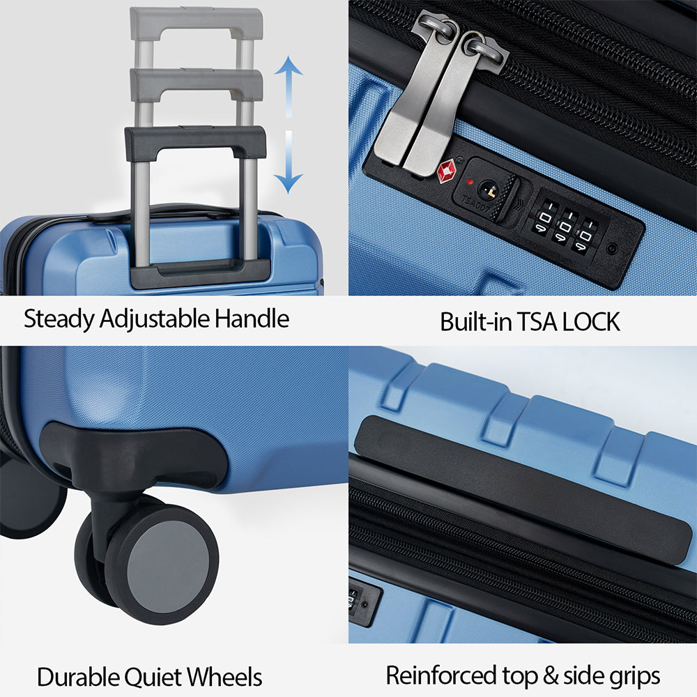 KROSER Light Blue 20" Hardside Expandable Carry-On Luggage with TSA Lock