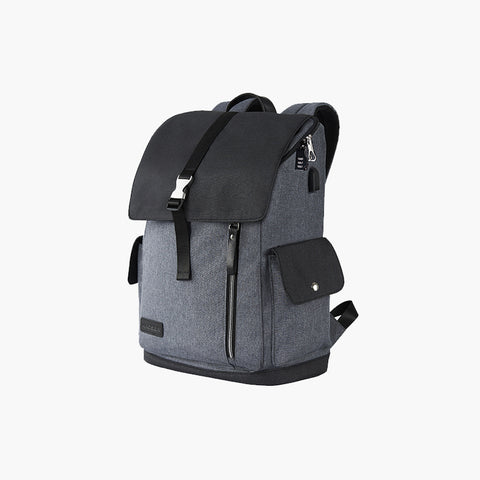 KROSER Backpack Tavel Laptop bag with USB Charging Port. Black+Grey