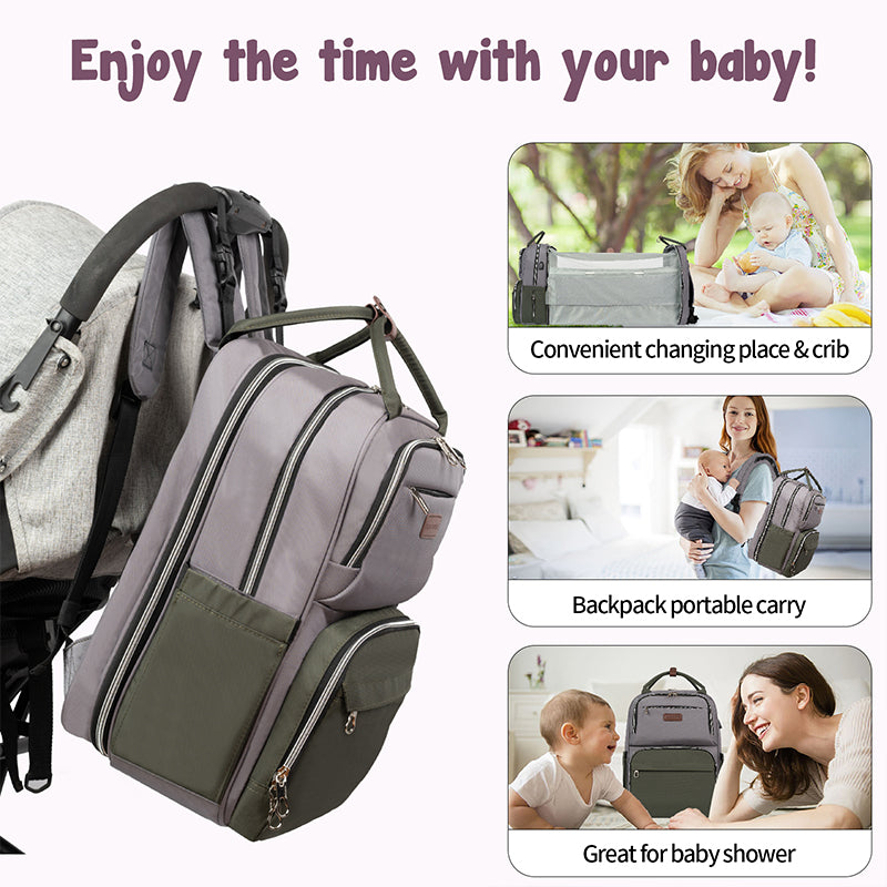 KROSER Foldable Diaper Backpack with Changing Station & Insulated Pockets