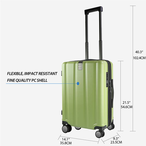 KROSER 20" Hardside Expandable Carry On Luggage, Green