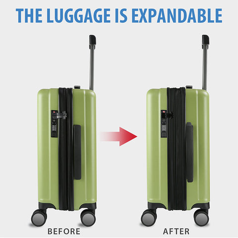 KROSER 20" Hardside Expandable Carry On Luggage, Green