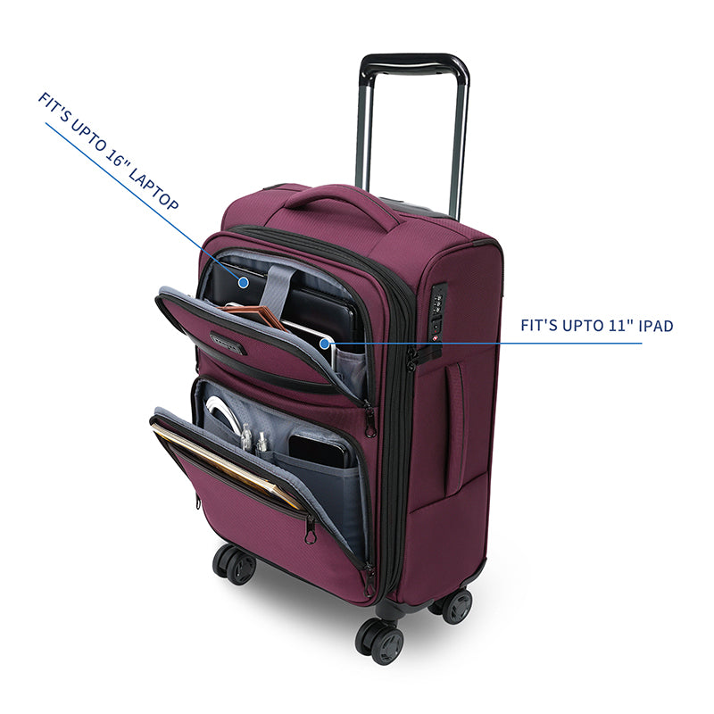 KROSER 20" Softside Expandable Carry-On Luggage with USB & TSA Lock