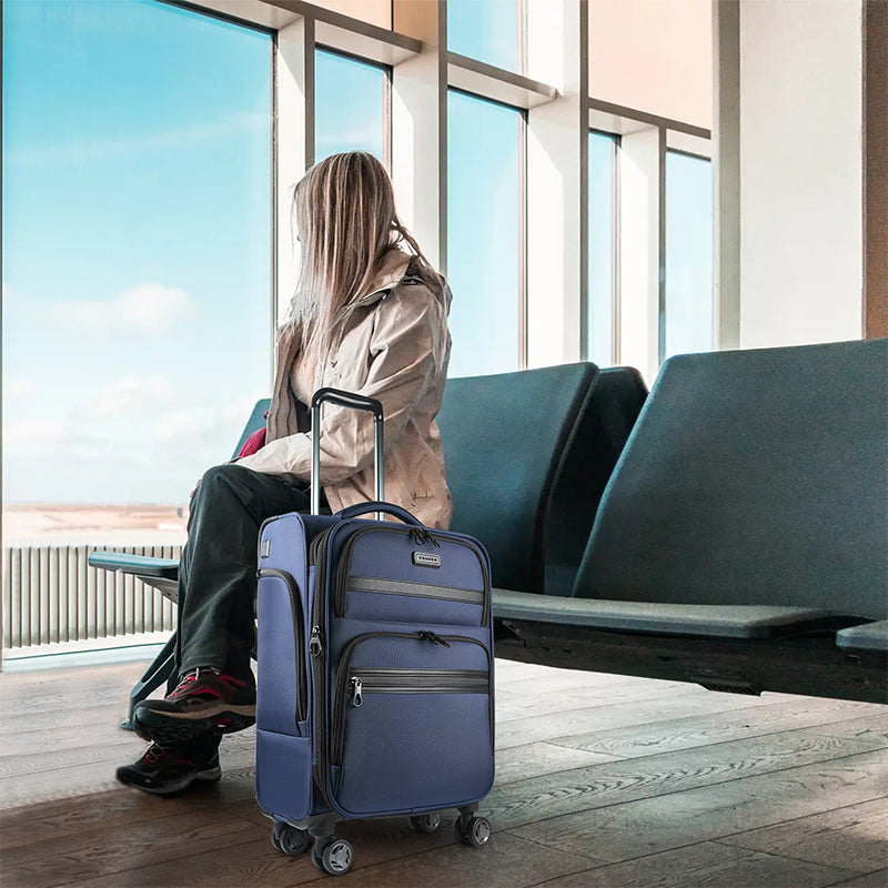 KROSER 20" Softside Expandable Carry-On Luggage with USB & TSA Lock
