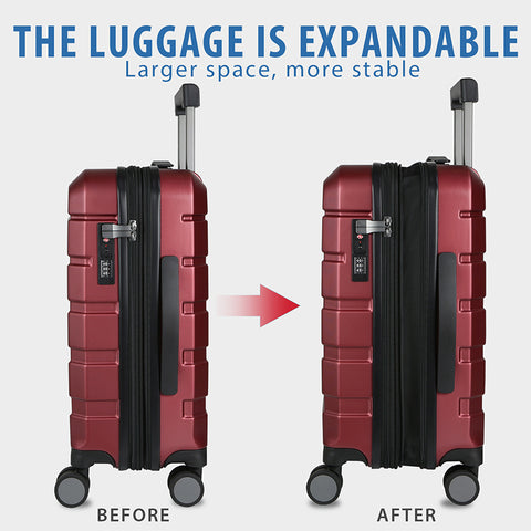 KROSER Hardside Expandable Carry On Luggage, Burgundy