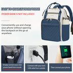 KROSER 17" Quilted Laptop Backpack – Navy Blue & Ivory