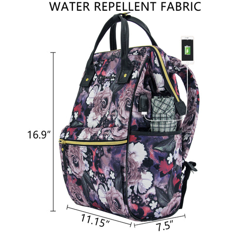 KROSER™ 15.6 Inch Laptop Backpack for Women-Rose Pattern