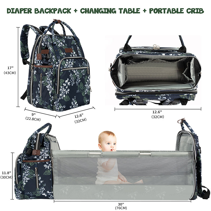 KROSER Foldable Diaper Backpack with Changing Station